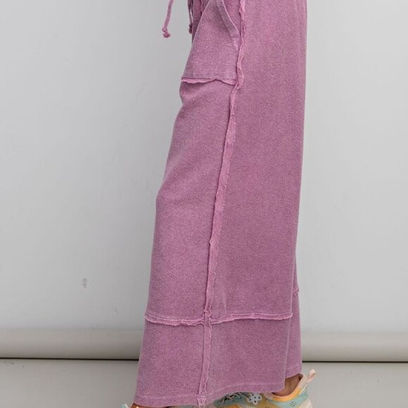EASEL MAUVE WASHED CROP PANTS M OR L - Picture 3 of 4